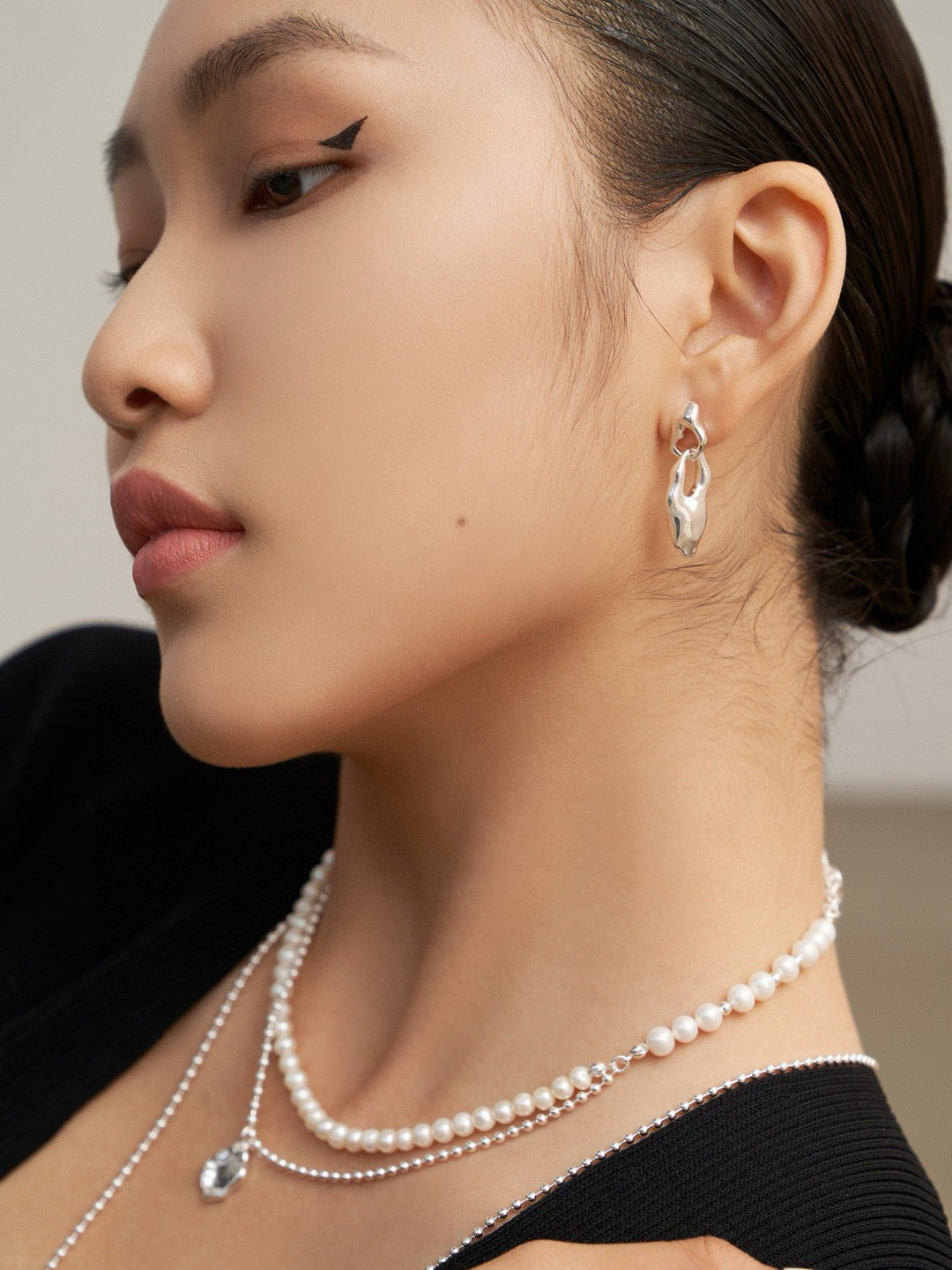 Pure Silver Lava Texture Earrings