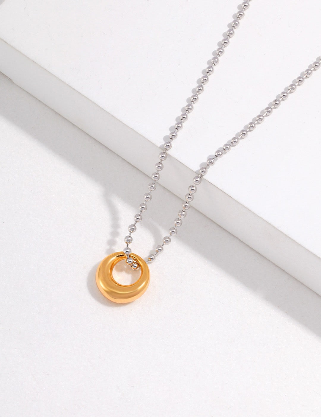 Minimalist Small Bead Gold Ring Necklace