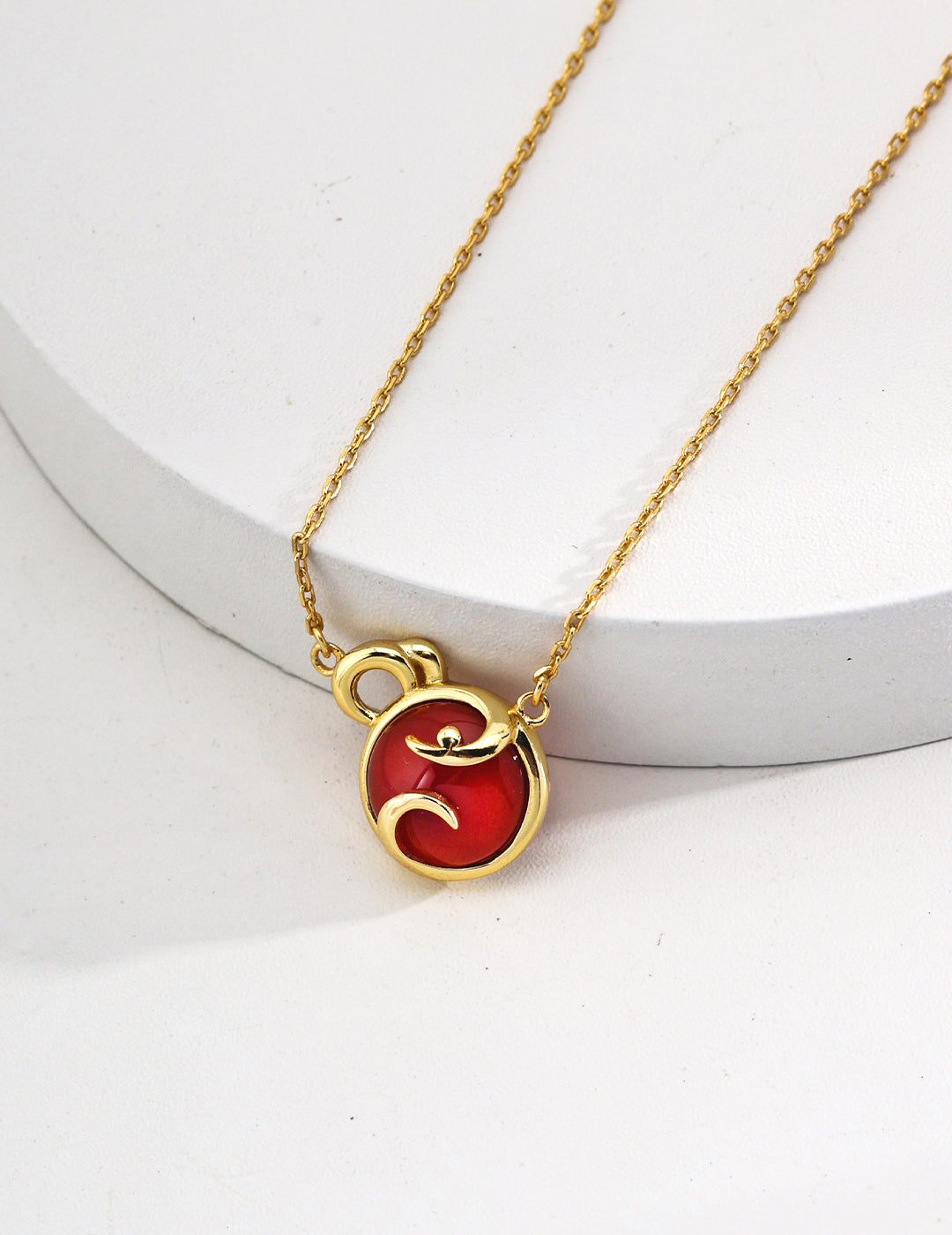 Sterling Silver Red Agate Necklace