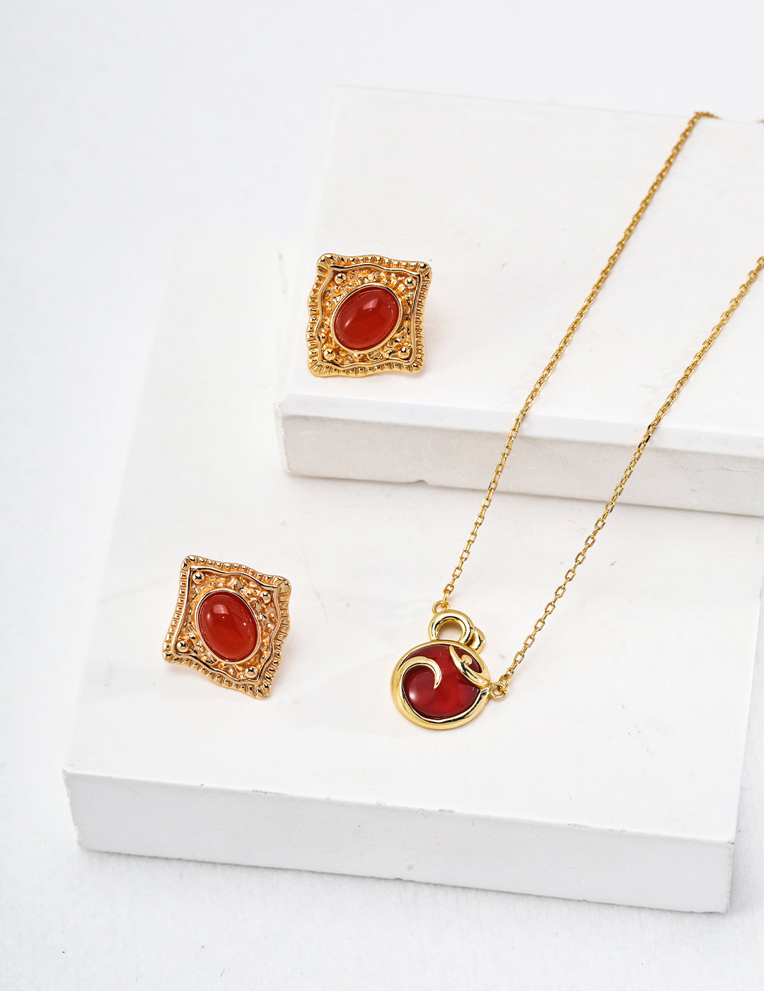 Sterling Silver Red Agate Necklace