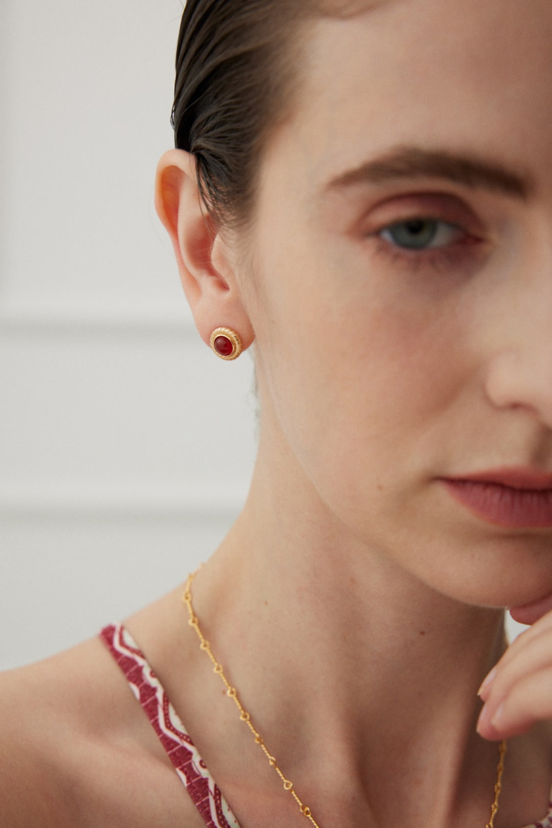 Palace Style Pure Silver Agate Earrings