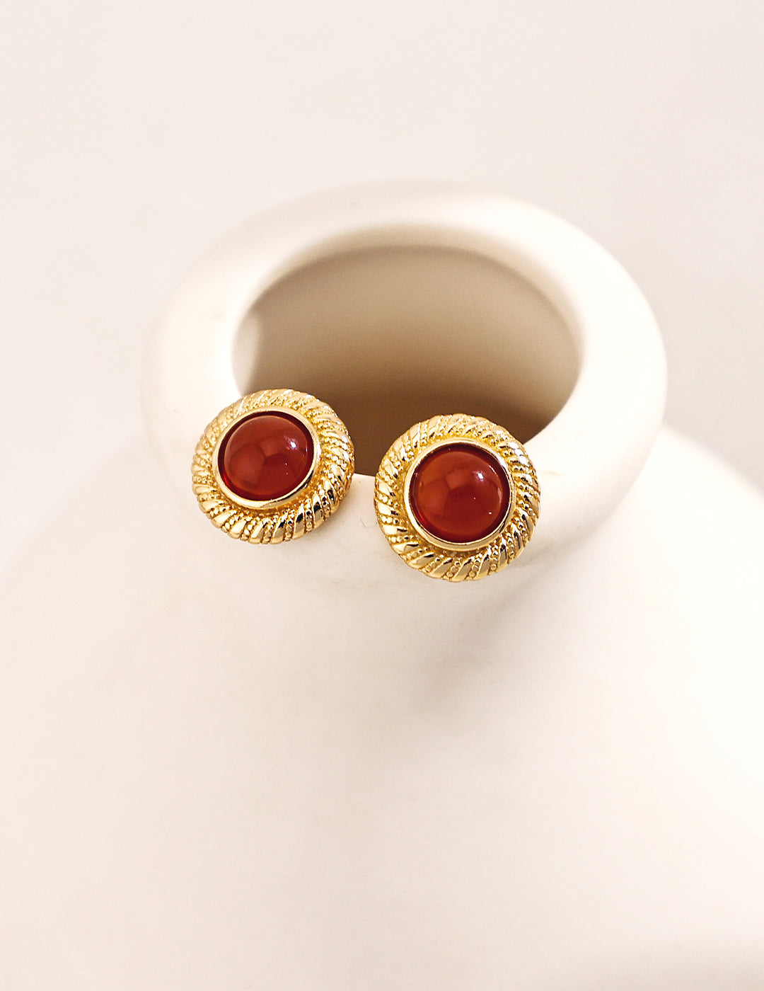 Palace Style Pure Silver Agate Earrings