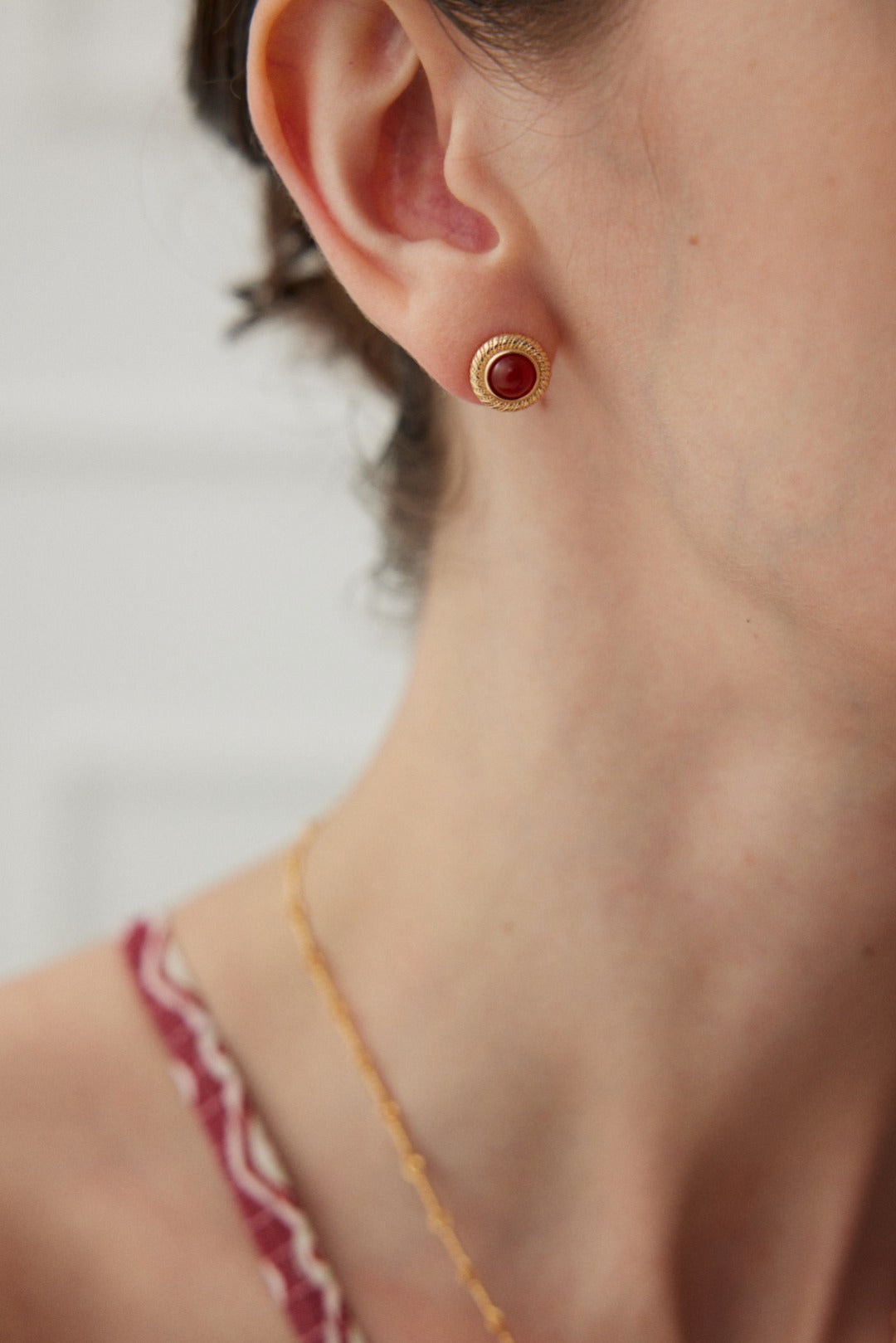 Palace Style Pure Silver Agate Earrings
