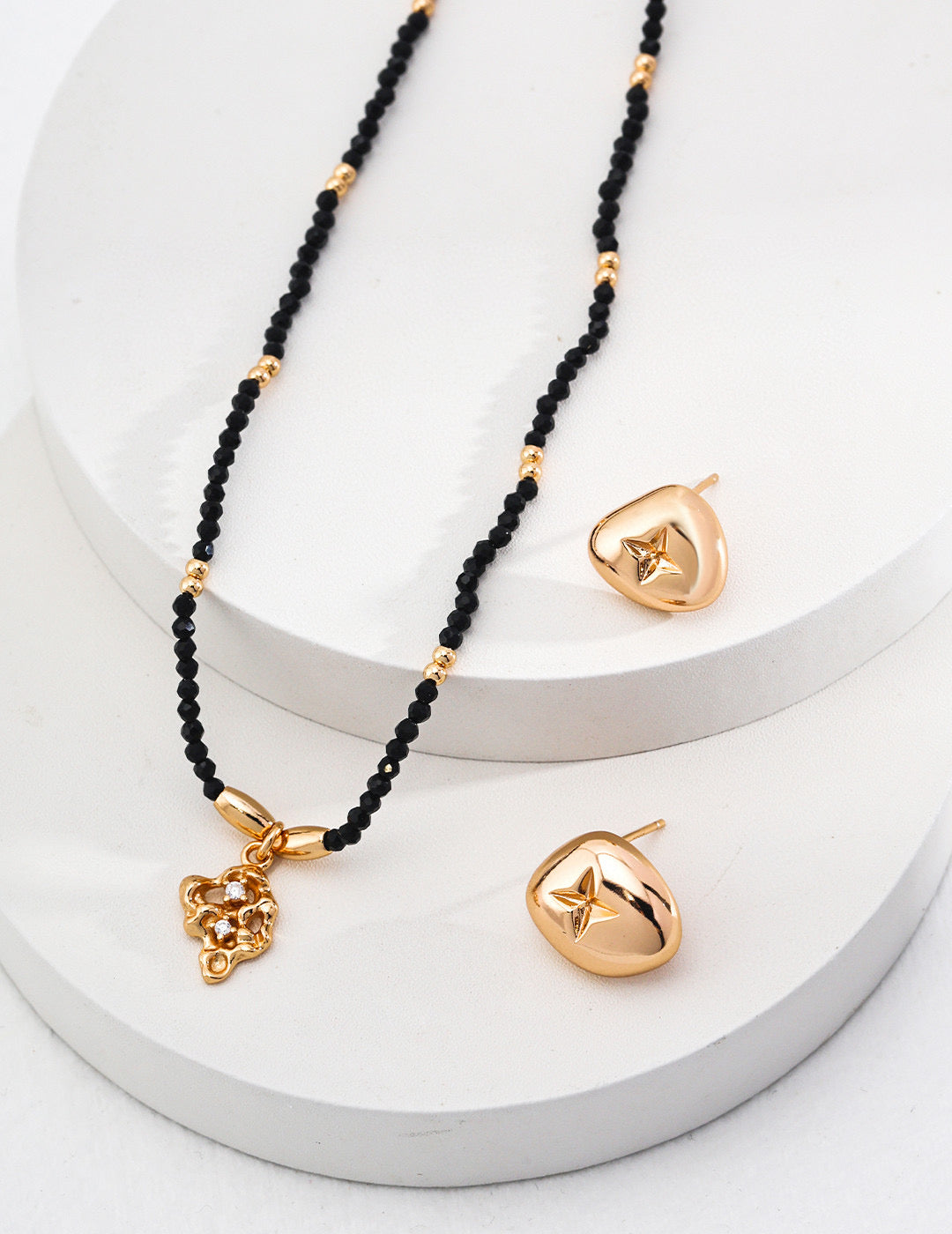 Pure Silver Black Crystal Necklace