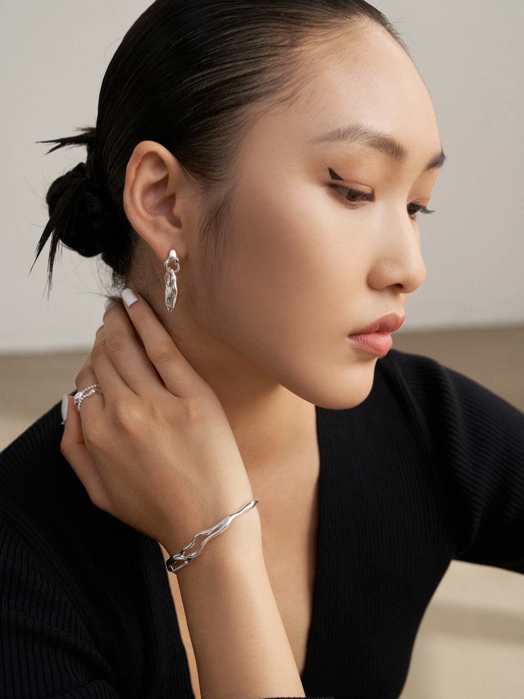 Pure Silver Lava Texture Earrings