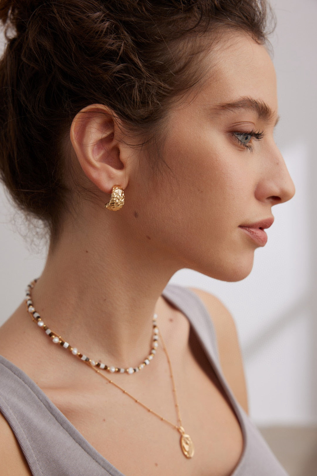 Pure Silver Minimalist Half-Arc Textured Earrings