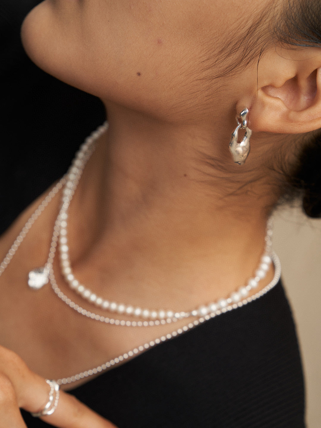 Pure Silver Lava Texture Earrings