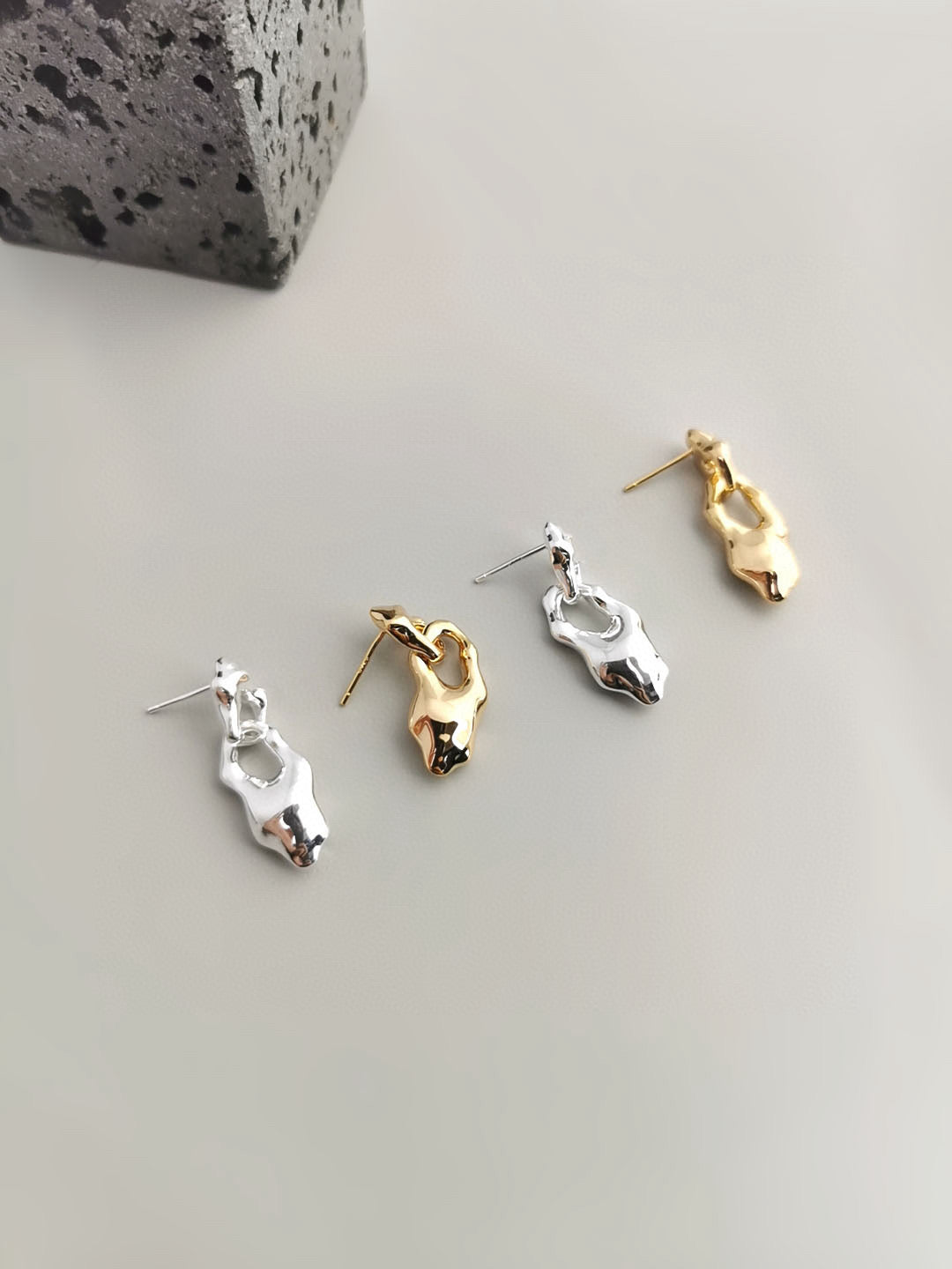 Pure Silver Lava Texture Earrings