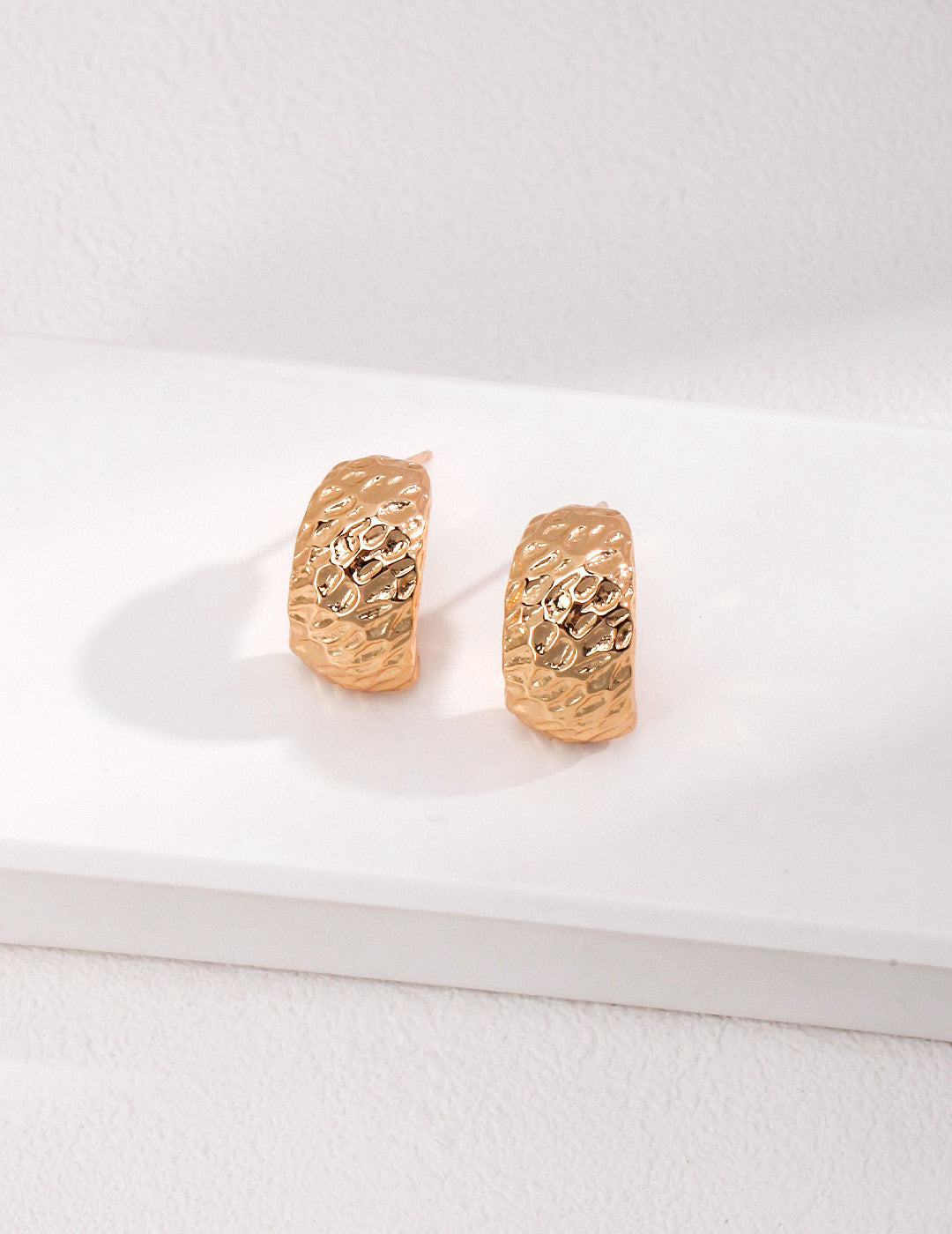 Pure Silver Minimalist Half-Arc Textured Earrings