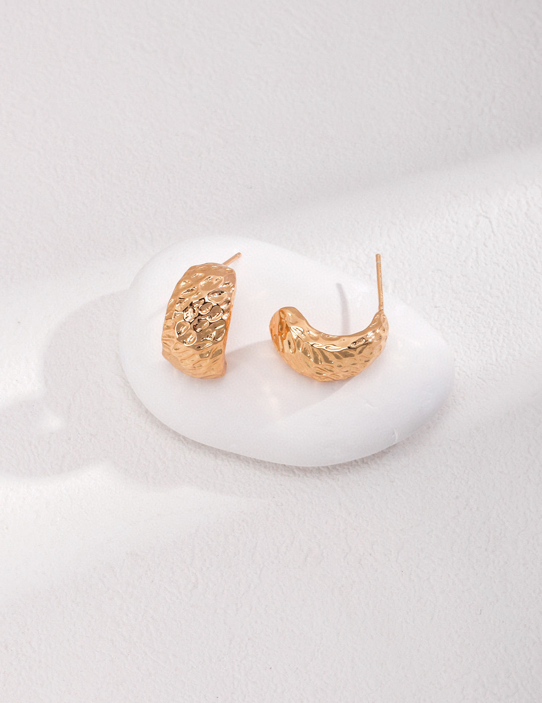Pure Silver Minimalist Half-Arc Textured Earrings