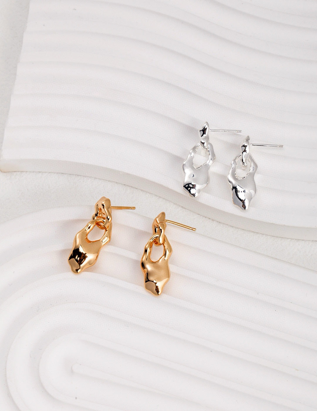 Pure Silver Lava Texture Earrings