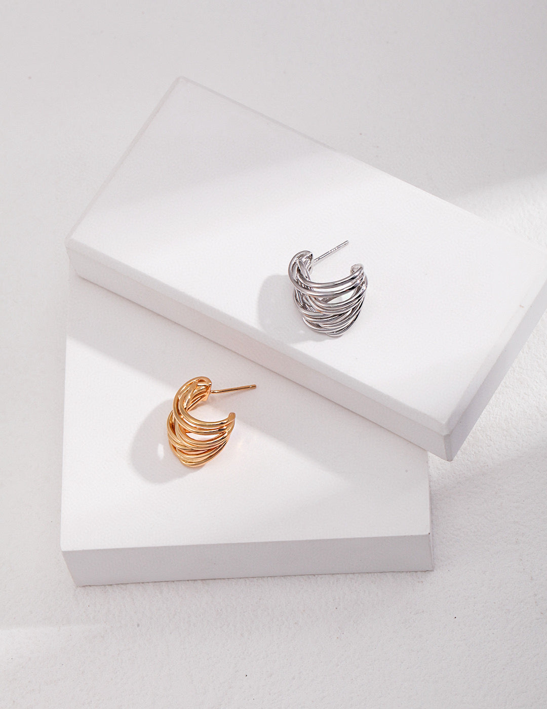 Pure Silver Line Half-Arc Earrings