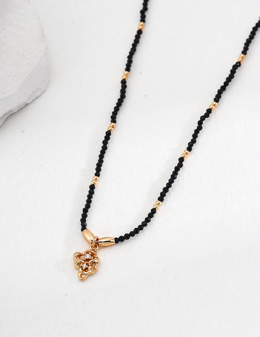Pure Silver Black Crystal Necklace