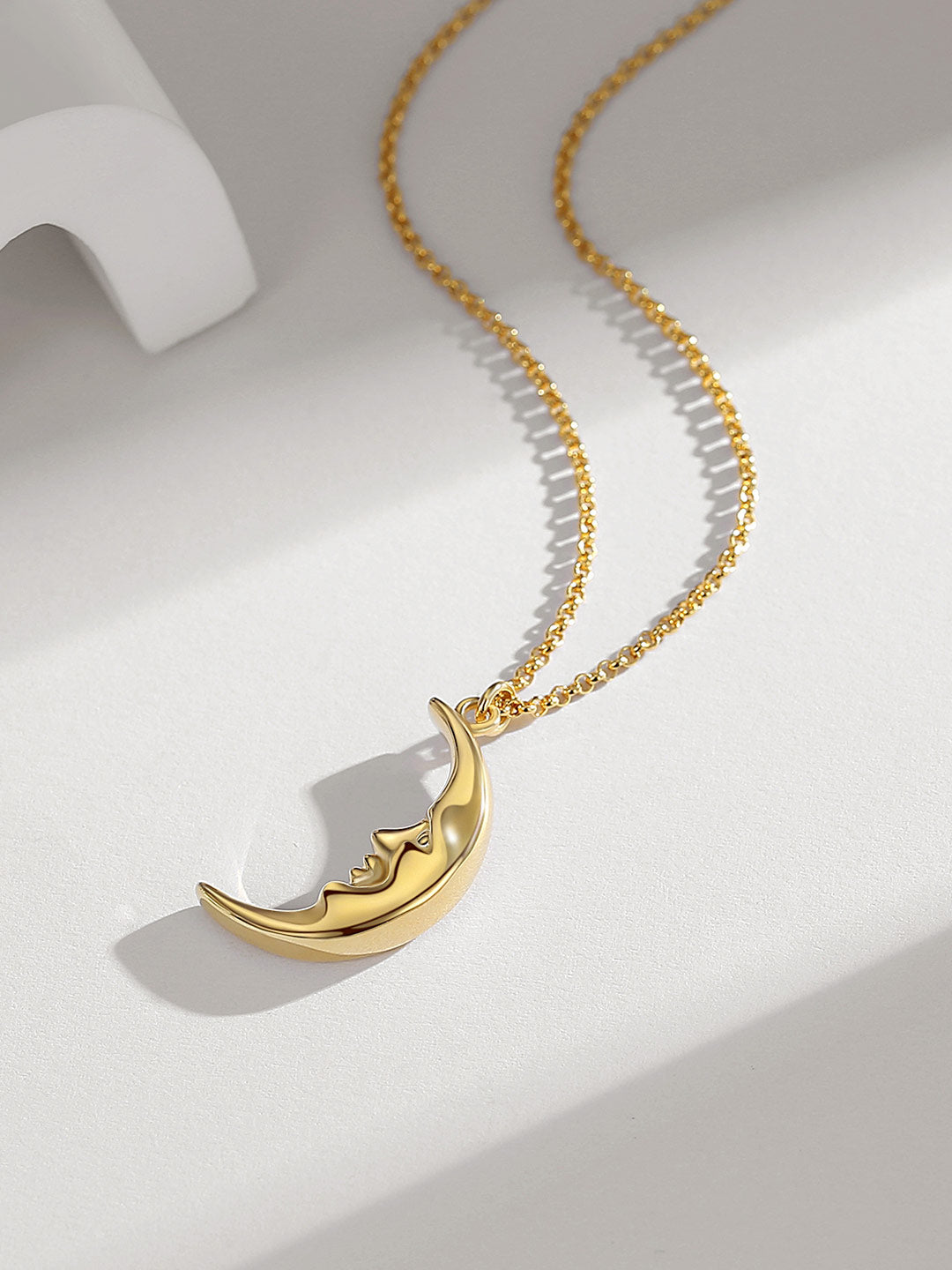 Moon Necklace with Double Chain Layer