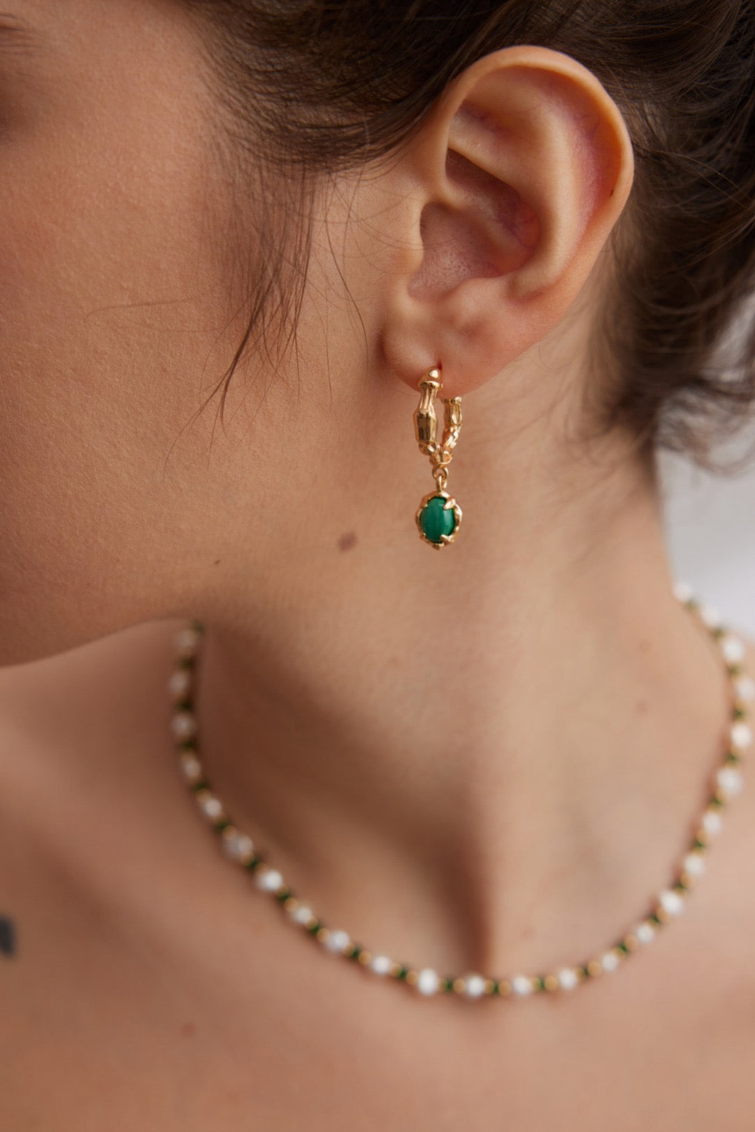 Pure Silver Malachite Pendant Earrings