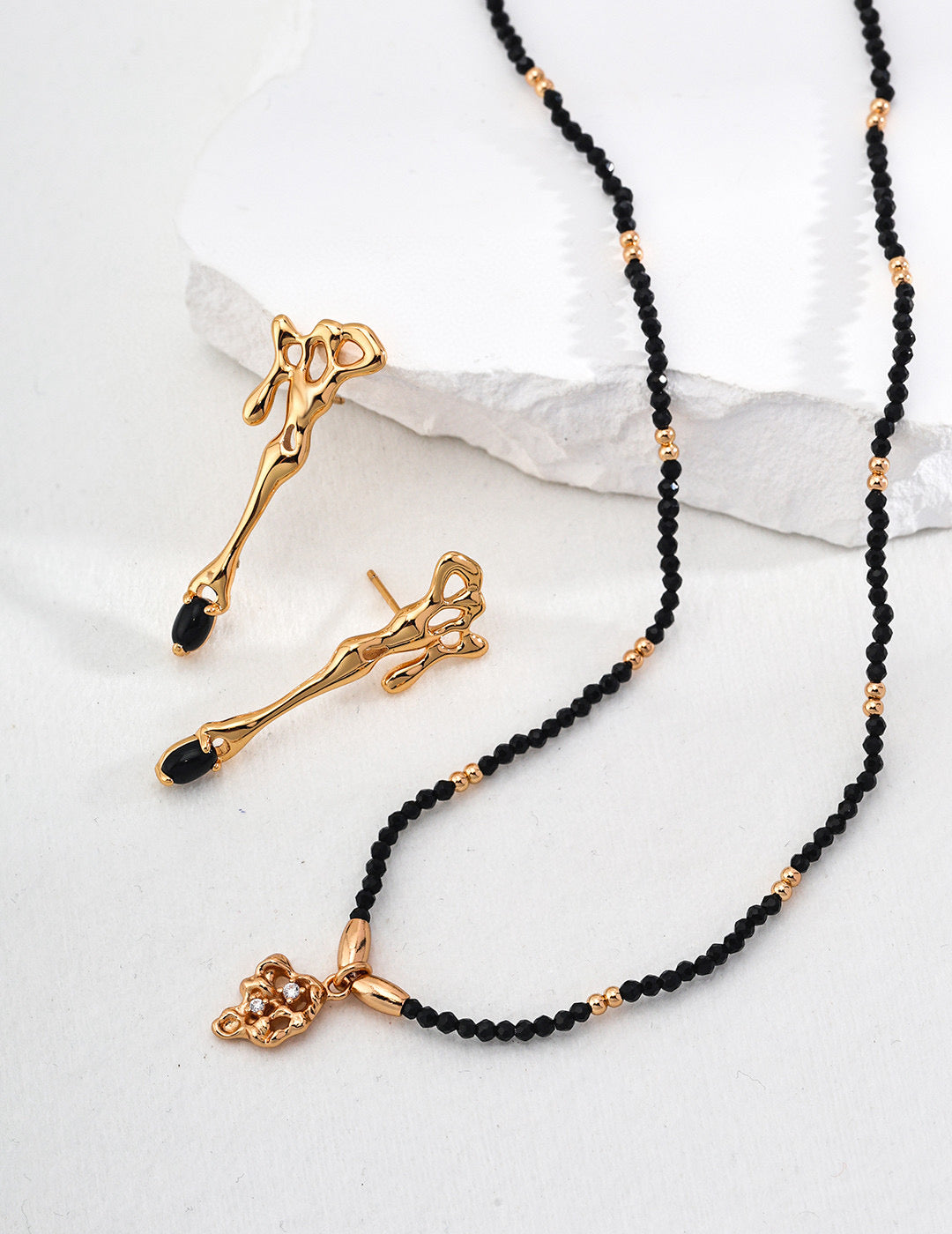 Pure Silver Black Crystal Necklace