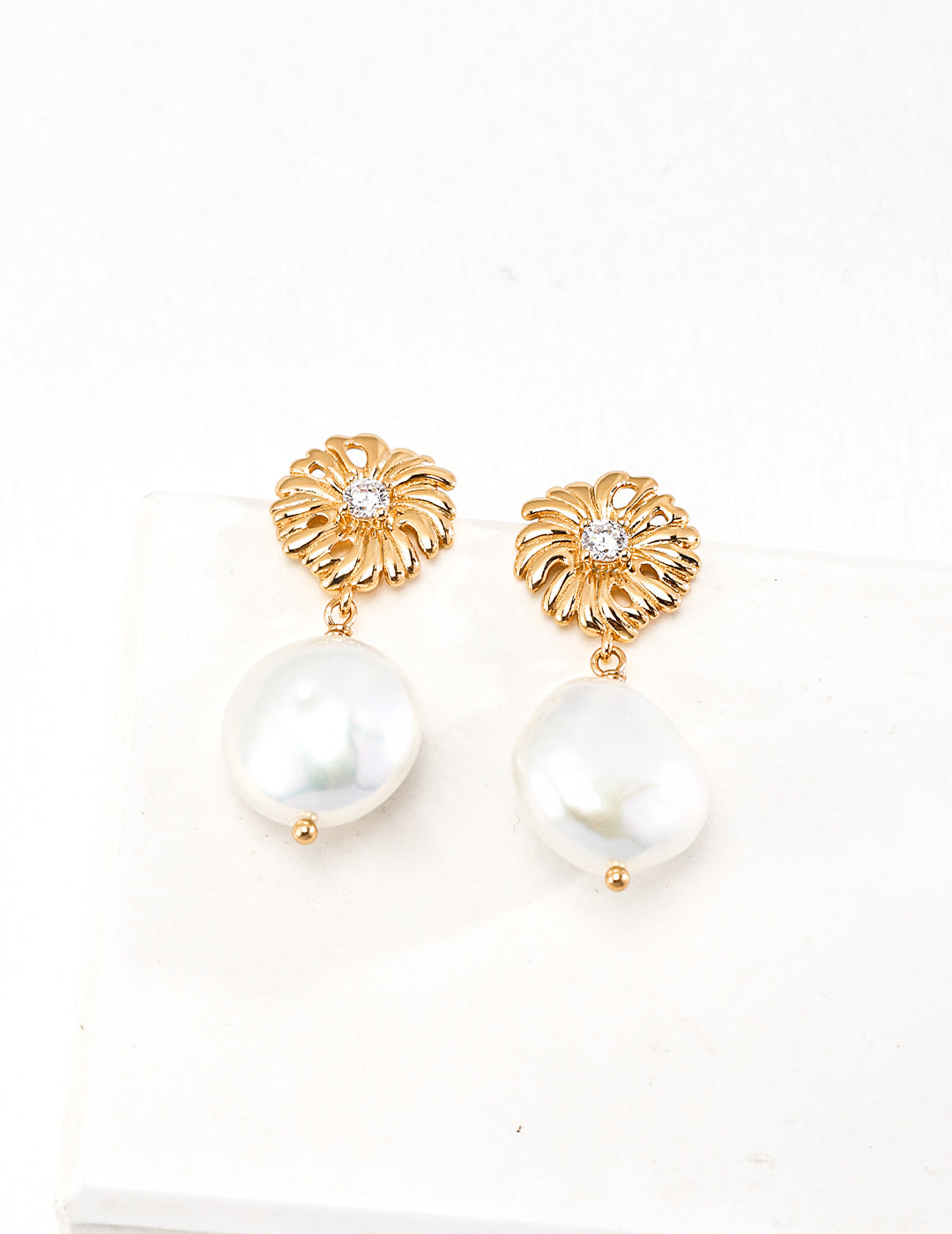 Sterling Silver Zircon Pearl Earrings