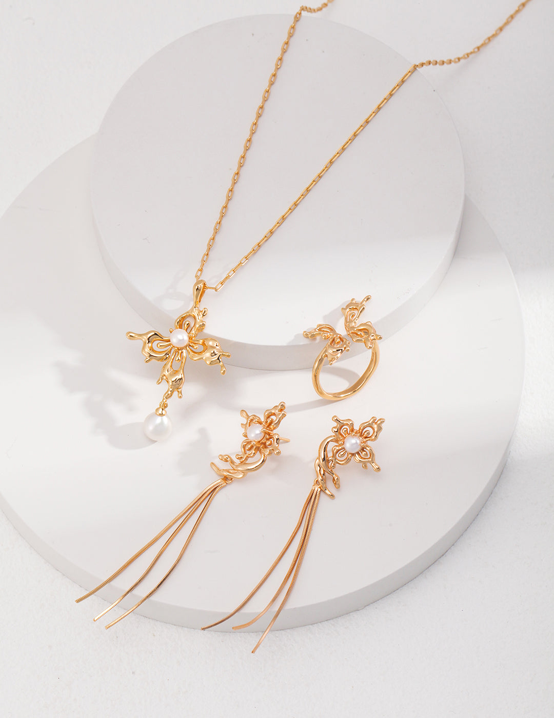 Butterfly Orchid Pearl Jewelry Set