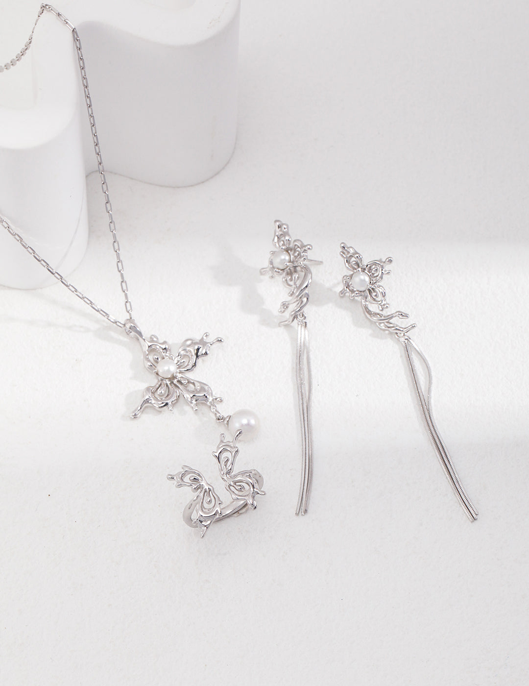 Butterfly Orchid Pearl Jewelry Set