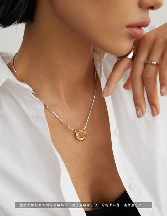 Minimalist Small Bead Gold Ring Necklace