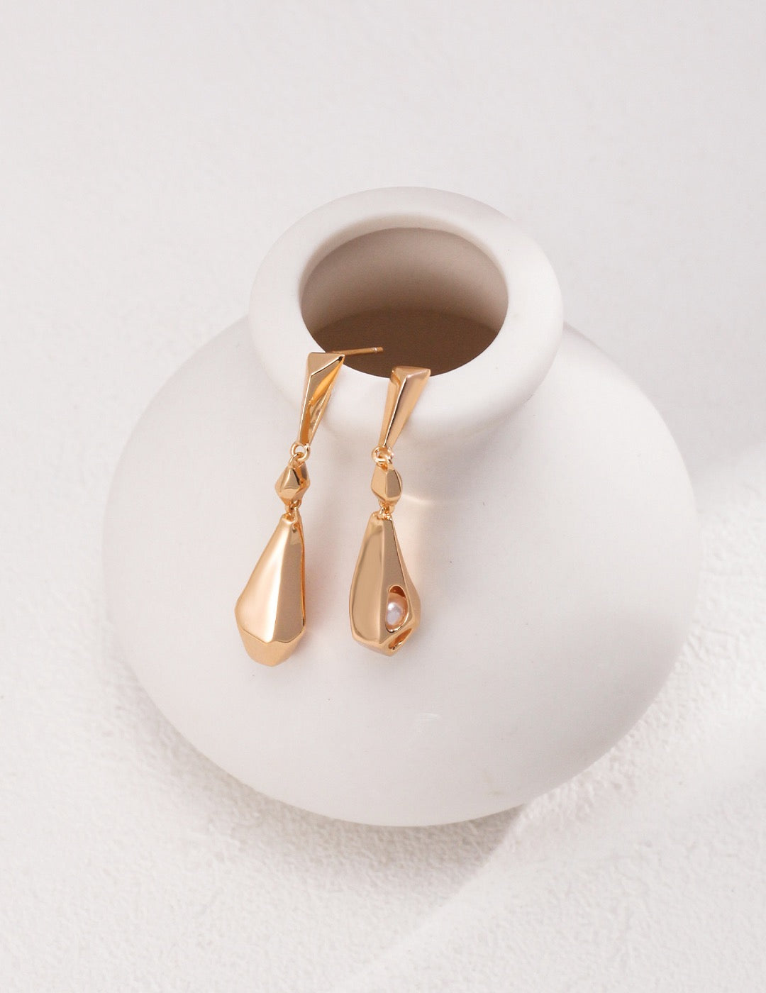 Pure Silver Teardrop Pearl-Set Earrings