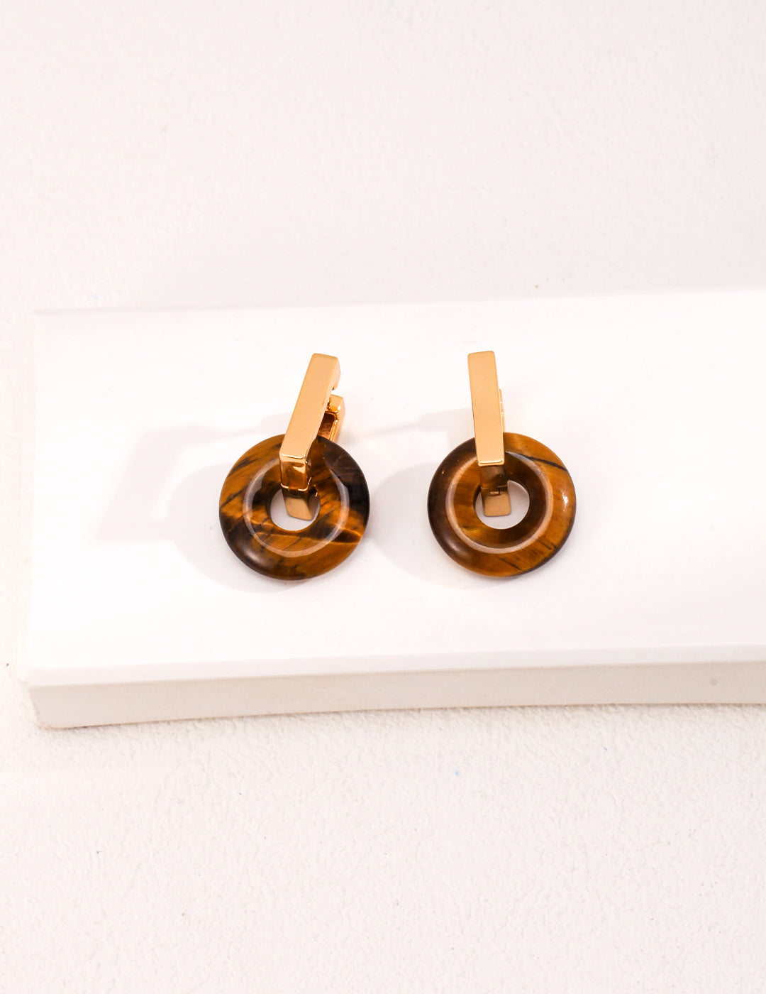 Tiger Eye Stone Donut Earrings Set